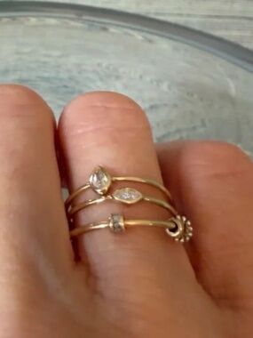 Adina Reyter 14K gold and diamond stacking rings, set of 3.